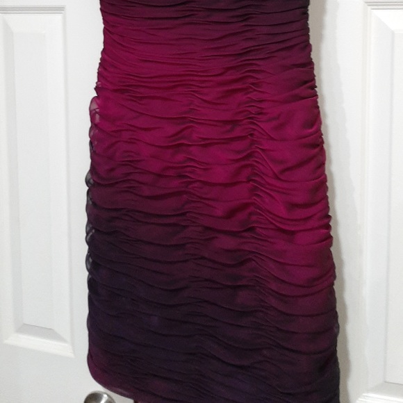 ADRIANNA PAPELL RUCHED PURPLE OMBRÉ SLEEVELESS DRESS SIZE 6 - Picture 12 of 15
